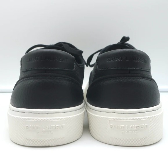 Saint Laurent Venice Low Top Sneakers Black Grained Leather Size 43.5 NEW - Picture 8 of 11